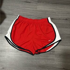 Nike Women's Red and White Athletic Shorts